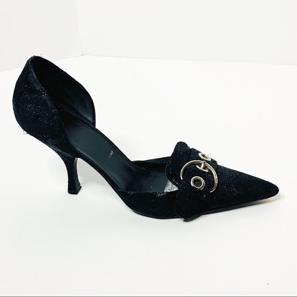 Prada Shoes - Prada Jacquard D’Orsay Kitten Heels w/ Buckle